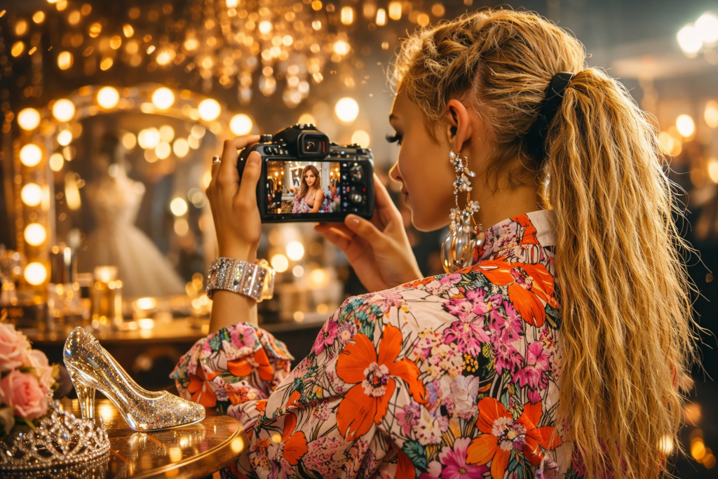 Fotógrafa registra detalhes da decoração durante a visita